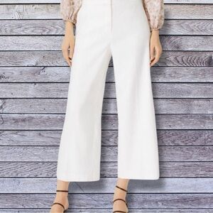 Ann Taylor Factory Size 6 White High Waist Wide Leg Cotton/Spandex 4 Pocket Pant